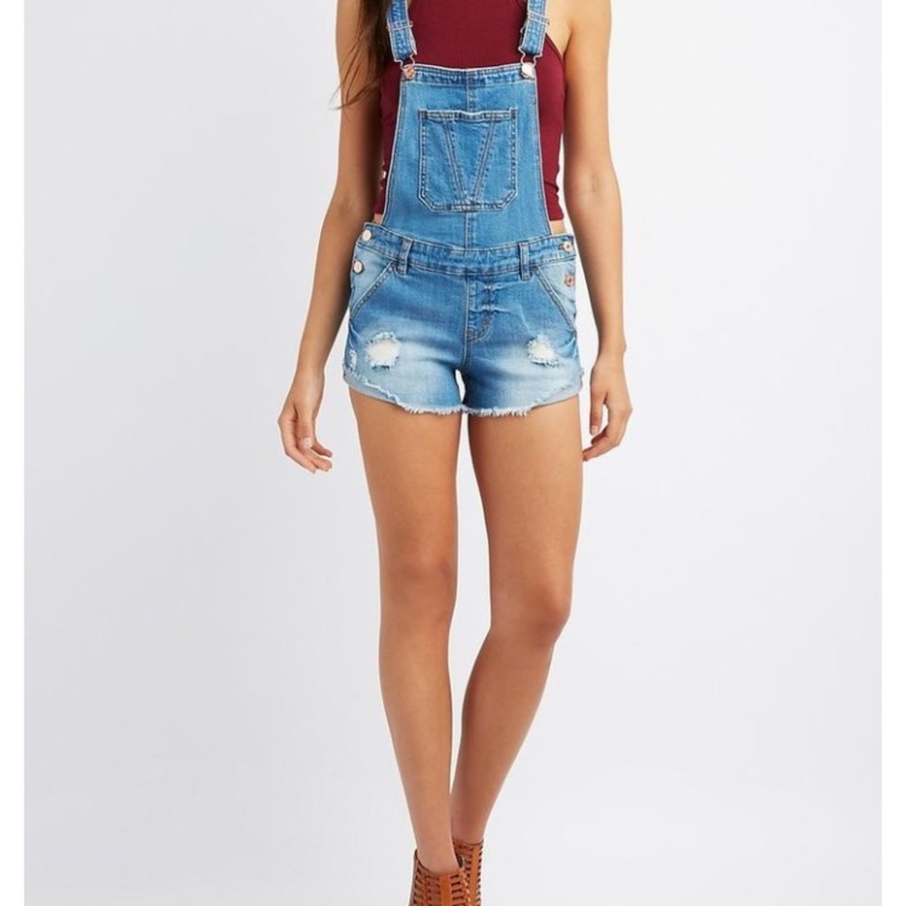 Blue overall shorts